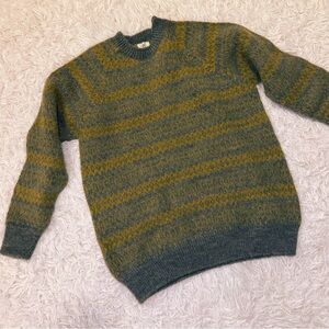 Navia Green-Blue and Yellow Crewneck Sweater 100% Wool